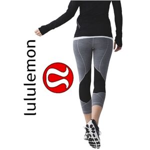 Lululemon Pace Rival Crop in Space Dye Camo Black Dark Slate/Black Sz 4